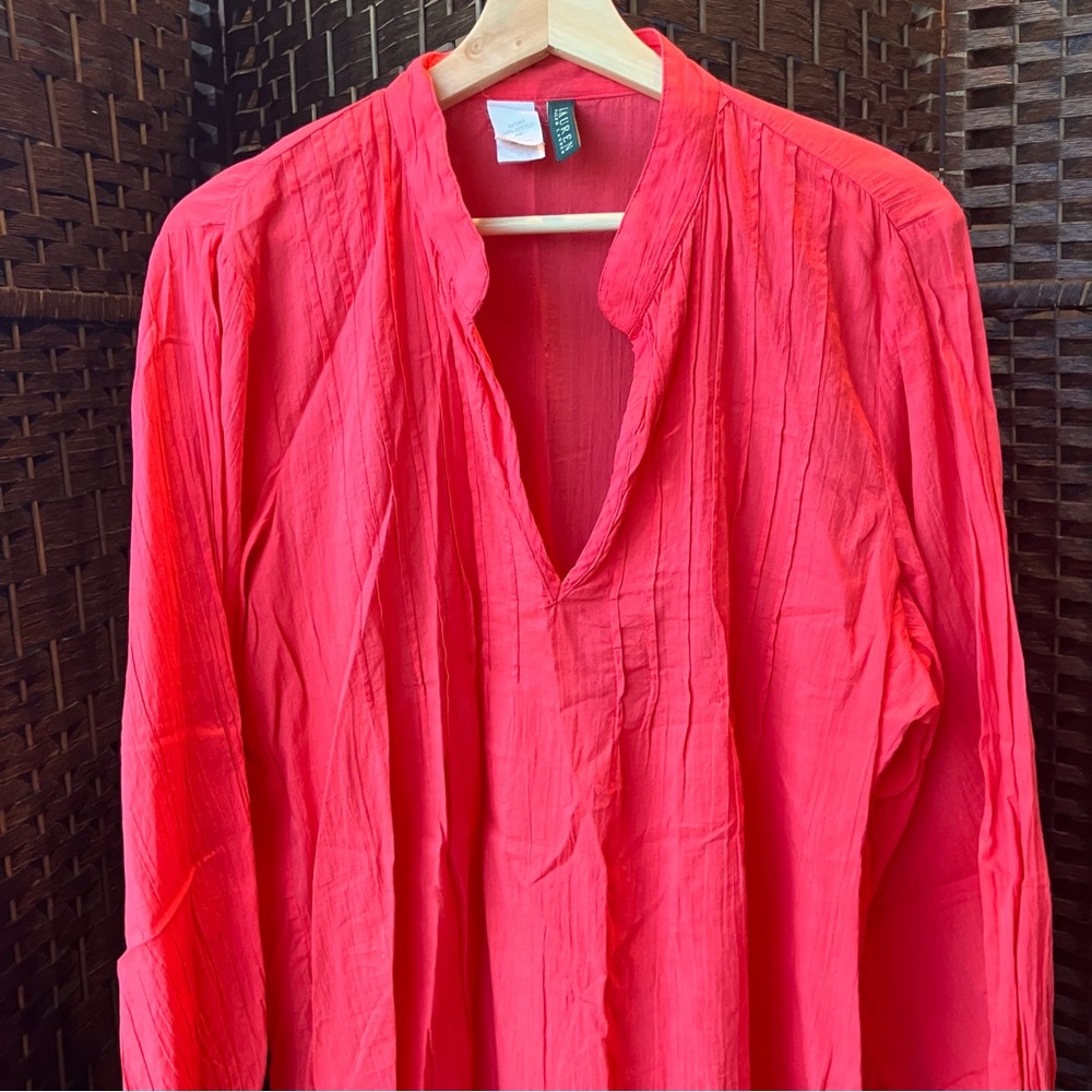 Lauren Ralph Lauren Red Pink Dress Coverup Women Lightweight Beach Size Large - Picture 5 of 11